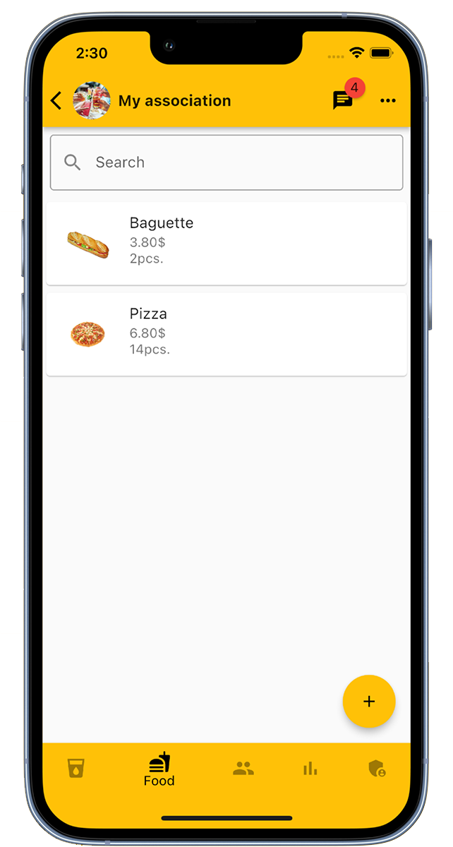 Strichovací aplikace jídel