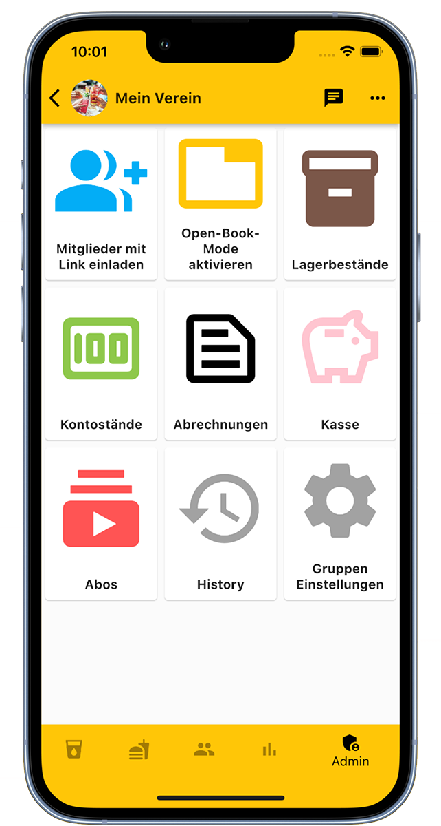 Adminbereich Bier Zähler App