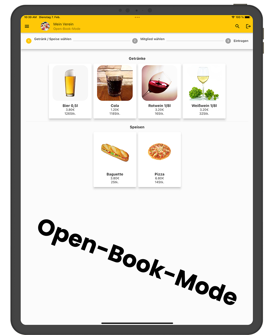 Beer attendant app open book mode drinks