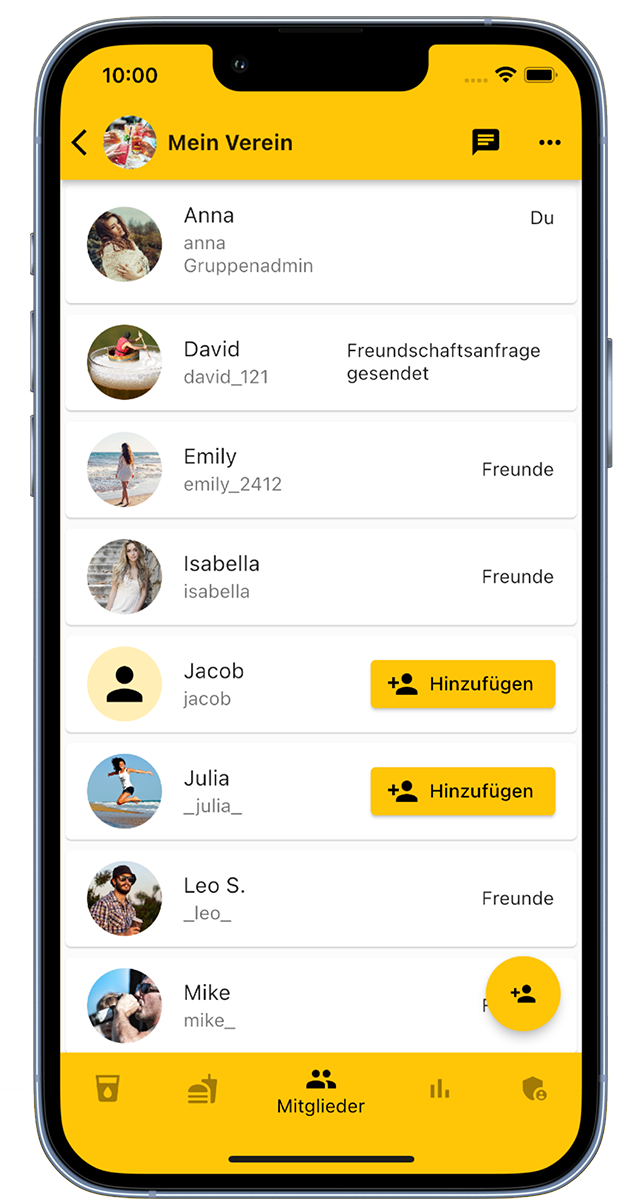 Mitglieder Getränke Zähler App