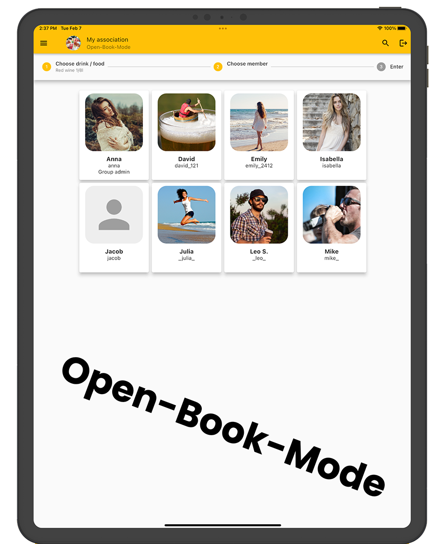 Bier begeleider App Open-Book-Modus Leden